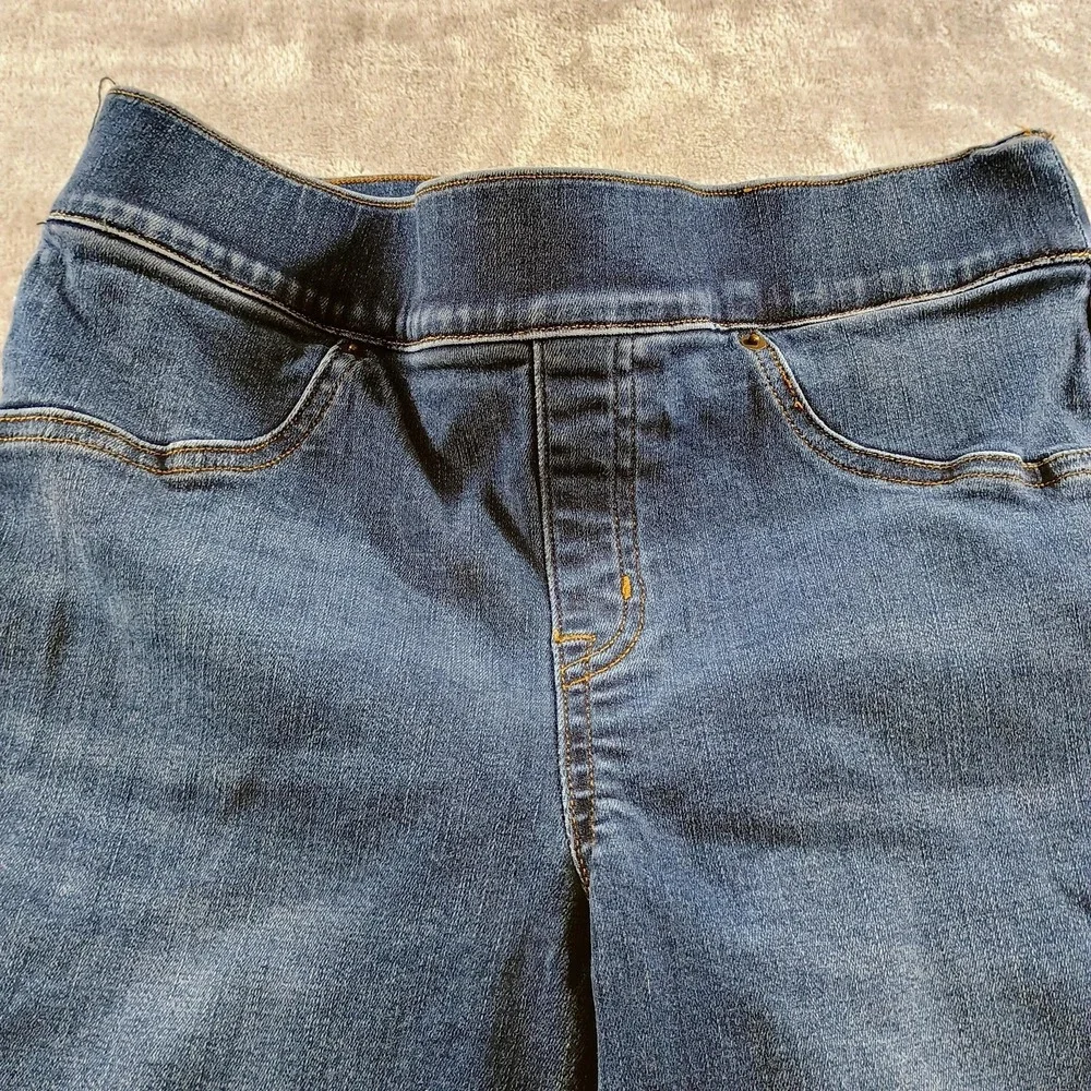 Spanx Jeans Womens Petites Medium Blue Distressed Jegging Elastic Waist Shaping‎